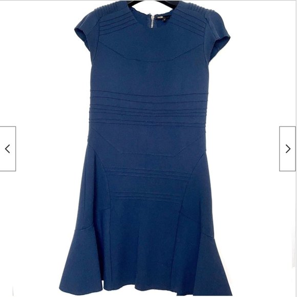 Maje H13 Darling Paneled Cap Sleeve Dress in Navy Blue - Picture 10 of 12